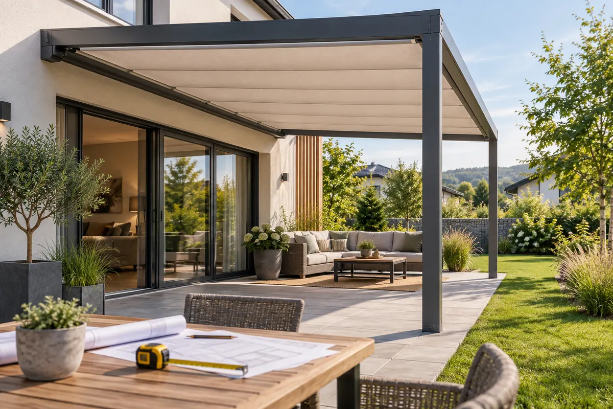 Planung einer Pergola-Markise für eine moderne Terrasse